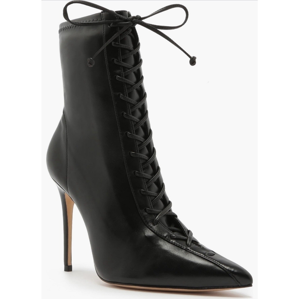SCHUTZ Black Lace-Up Stiletto Boots